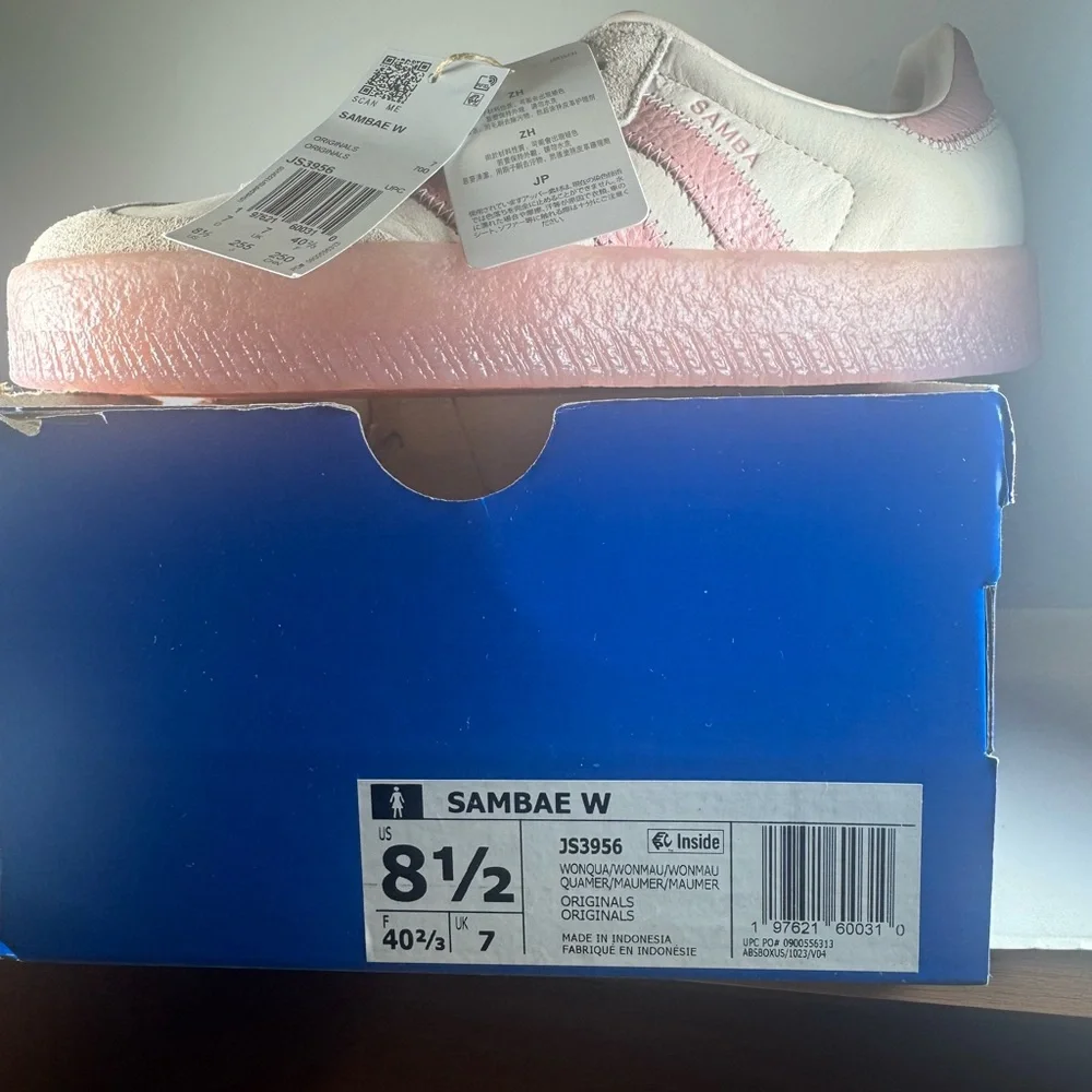 Adidas Sambae Wonder Quartz Women's Size 8.5 Cream Pink Leather Suede Sneakers - Picture 12 of 12